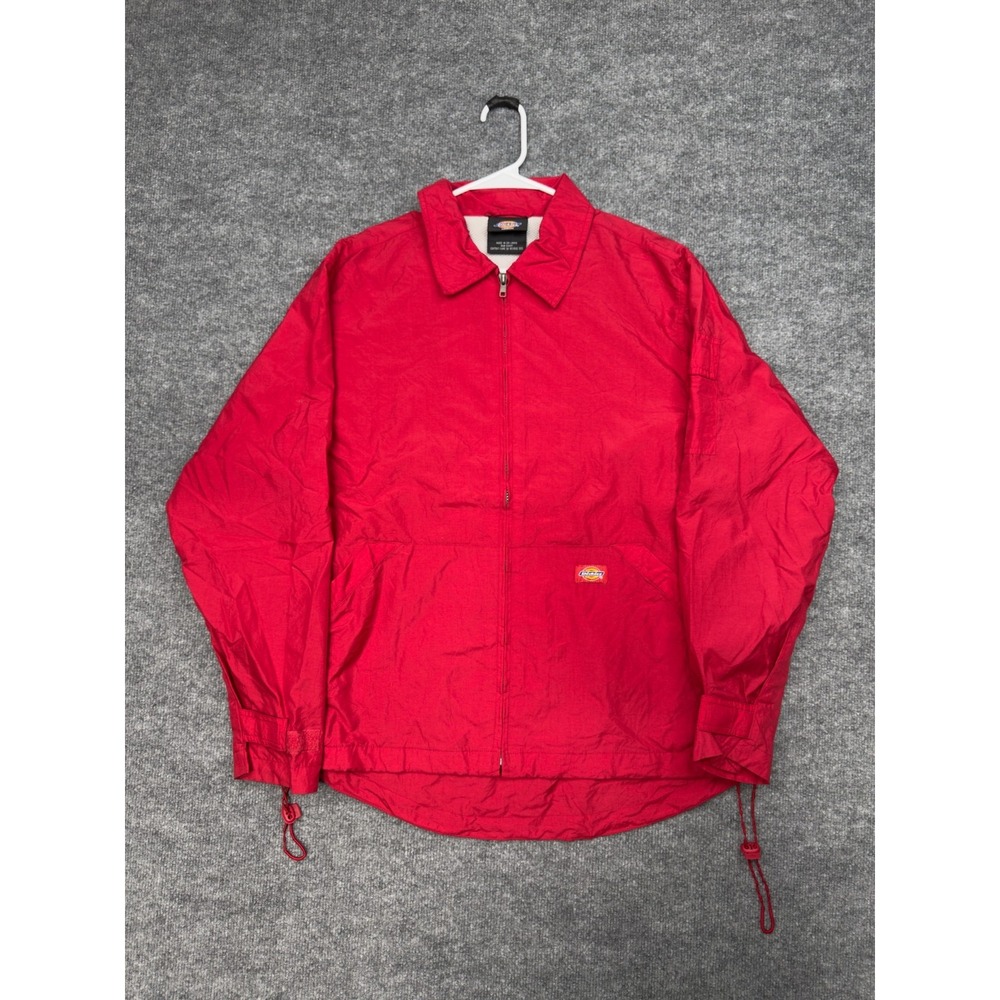 Dickies Red Zip Front Windbreaker Jacket Medium Nylon‎ Workwear